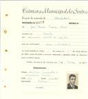 Registo de matricula de velocipedista em nome de José Maria Ferreira Claro, morador na Idanha, com o nº de inscrição 6419.