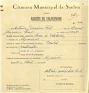 Registo de velocípede de marca Pombal, com o nº 7032, em nome de António Gonçalves Faíl, morador em Algueirão.