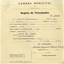 Registo de velocípede com o nº 1909, em nome de Bernardino Pedro Rodrigues, morador em Azoia.