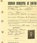 Registo de matricula de carroceiro 2 animais em nome de Francisco José Policarpo, morador na Azóia, com o nº de inscrição 1741.