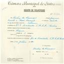 Registo de velocípede com o nº 4724, em nome de Beatriz da Assunção, moradora em Avª Dr. Miguel Bombarda, Queluz.