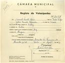 Registo de velocípede de marca Avis, com o nº 3167, em nome de Manuel Duarte Raio, morador em Sintra.