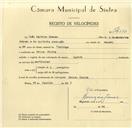 Registo de velocípede com o nº 9660, em nome de João Martins Branco, morador em Belas.