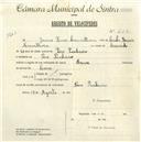 Registo de velocípede com o nº 4830, em nome de Jaime Ferrer Carvalhosa, morador em Pero Pinheiro.