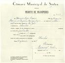 Registo de velocípede com o nº 8518, em nome de Domingos Roque Ramos, morador em Odrinhas.