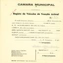 Registo de um veiculo de duas rodas tirado por um animal de espécie cavalar destinado a transporte de mercadorias em nome de José Francisco Maceira, morador em São João das Lampas.