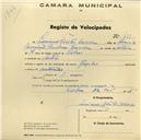 Registo de velocípede de marca Gazela, com o nº 471, em nome de Luciano Freitas Correia, morador em Sintra.