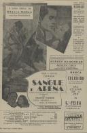 Programa do filme "Sangue e arena" realizado por Rouben Mamoulian com a participação dos atores Tyrone Power, Linda Darnell e Rita Hayworth.