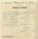 Registo de velocípede de marca Nacional, com o nº 8101, em nome de José Coelho Teles, morador em A-de-Longo.