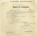 Registo de velocípede de marca Peugeot, com o nº 607, em nome de Alfredo José Simões, morador em Abrunheira.