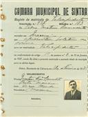 Registo de matricula de velocipedista em nome de Pedro Mateus Ramalhete, morador em Maceira, com o nº de inscrição 937.