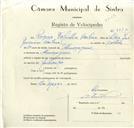 Registo de velocípede com o nº 8742, em nome de Rogério Valentim Barbosa, morador em Almoçageme.