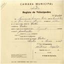 Registo de velocípede de marca Peugeot, com o nº 3025, em nome de Fernando Marques Pedro, morador em Cabriz.