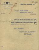 Ofício do Inspetor Geral dos Espetáculos do Ministério do Interior, Óscar de Freitas, ao Administrador do Concelho de Sintra, referente ao envio do titulo de licença do 1º semestre do corrente ano, e respeitante à empresa exploradora do Parque dos Manos, sito em Queluz.