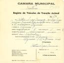 Registo de um veiculo de quatro rodas tirado por um animal de espécie cavalar destinado a transporte de mercadorias em nome de Crispim Lopes Miranda, morador no Algueirão.