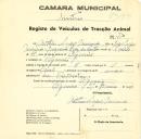 Registo de um veiculo de quatro rodas tirado por um animal de espécie cavalar destinado a transporte de mercadorias em nome de Crispim Lopes Miranda, morador no Algueirão.