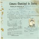Registo de matricula de velocipedista em nome de Lino Manuel Inácio, morador na Fação, com o nº de inscrição 854.