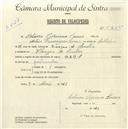 Registo de velocípede de marca Marl, com o nº 5225, em nome de Otávio Cipriano Soares, morador em Várzea de Sintra.