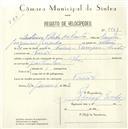 Registo de velocípede com o nº 5561, em nome de António Polido dos Santos, morador em Faião.