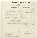 Registo de velocípede de marca Pombal, com o nº 4391, em nome de Diamantino Fidalgo, morador em Magoito.