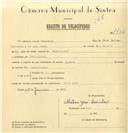Registo de velocípede com o nº 7436, em nome de Matias José Casinhas, morador em Montelavar.