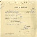 Registo de velocípede de marca Raio, com o nº 6165, em nome de André Estêvão, morador em Alvarinhos.