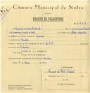 Registo de velocípede de marca L.R.S., com o nº 6417, em nome de Fernando da Costa Fortunato, morador em Queluz.