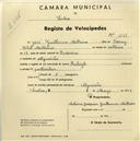 Registo de velocípede de marca Raleigh, com o nº 1161, em nome de José Guilherme Milheiro, morador em Algueirão.