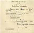 Registo de velocípede com o nº 2507, em nome de Joaquim Pedro Barata, morador em Rio de Mouro.