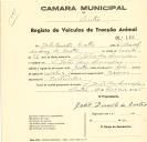 Registo de um veiculo de duas rodas tirado por dois animais de espécie cavalar destinado a transporte de mercadorias em nome de João Duarte Castro, morador em São João da Lampas.