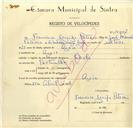 Registo de velocípede de marca Sachs, com o nº 10007, em nome de Francisco Gairifo Patrício, morador em Azoia.