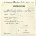 Registo de velocípede de marca Pombal, com o nº 4769, em nome de Orlando Jácome Sousa Pinto, morador em Algueirão.