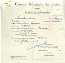 Registo de velocípede com o nº 9062, em nome de Fernando Nunes, morador em Maceira.