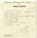 Registo de velocípede com o nº 4921, em nome de Manuel Pereira Gonçalves, morador em Pero Pinheiro.