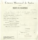 Registo de velocípede com o nº 8373, em nome de Guilherme Augusto Filipe, morador em Morelena.