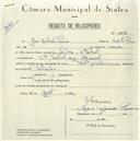 Registo de velocípede de marca Vilar com motor Cuciolo, com o nº 5398, em nome de José António Pereira, morador em Algueirão.