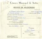 Registo de velocípede com o nº 9353, em nome de Manuel Gaspar Lopes, morador em Carenque.
