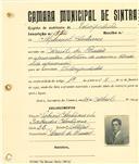 Registo de matricula de velocipedista em nome de Manuel Antunes, morador em Aruil de Baixo, com o nº de inscrição 1972.