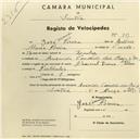 Registo de velocípede de marca Nacional Dinar, com o nº 989, em nome de José Alexandre Pereira, morador em Belas.