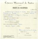 Registo de velocípede com o nº 8253, em nome de Domingos Cabral, morador em Mercês.