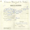 Registo de velocípede de marca Pombal, com o nº 5524, em nome de Manuel Lúcio, morador em Carenque.