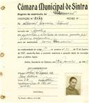 Registo de matricula de carroceiro em nome de Manuel Sequeira Esteves, morador em Agualva, com o nº de inscrição 2041.