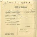 Registo de velocípede com o nº 6001, em nome de Joaquim Antunes, morador em Agualva.