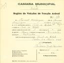 Registo de um veiculo de duas rodas tirado por dois animais de espécie muar destinado a transporte de mercadorias em nome de Manuel Domingues, morador no casal do Rebolo.