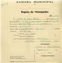 Registo de velocípede de marca Especial, com o nº 1559, em nome de Alfredo da Silva Santos, morador em Morelena.