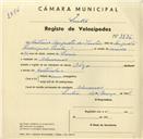 Registo de velocípede de marca Olga, com o nº 3536, em nome de António Augusto dos Santos, morador em Almornos.