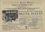 Programa do filme "Delito Oculto" com a participação de William Bendix, Denis O'Keefe e Barbara Briiton.