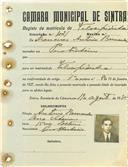Registo de matricula de velocipedista em nome de Francisco António Bernardes, morador em Pero Pinheiro, com o nº de inscrição 1021.