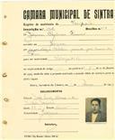 Registo de matricula de velocipedista em nome de Joaquim Coutinho Branco, morador em Godigana, com o nº de inscrição 1908.