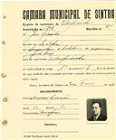 Registo de matricula de velocipedista em nome de José Ricardo, morador em Sintra, com o nº de inscrição 1898.